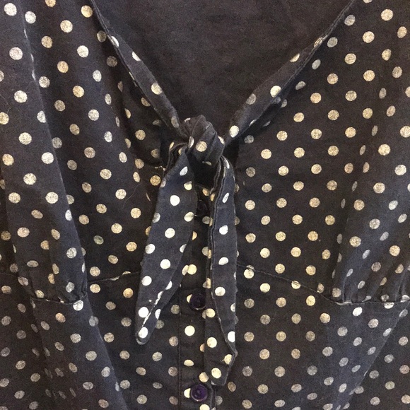 Vintage Torrid. Navy/silver pin up tie shirt. - Picture 2 of 3